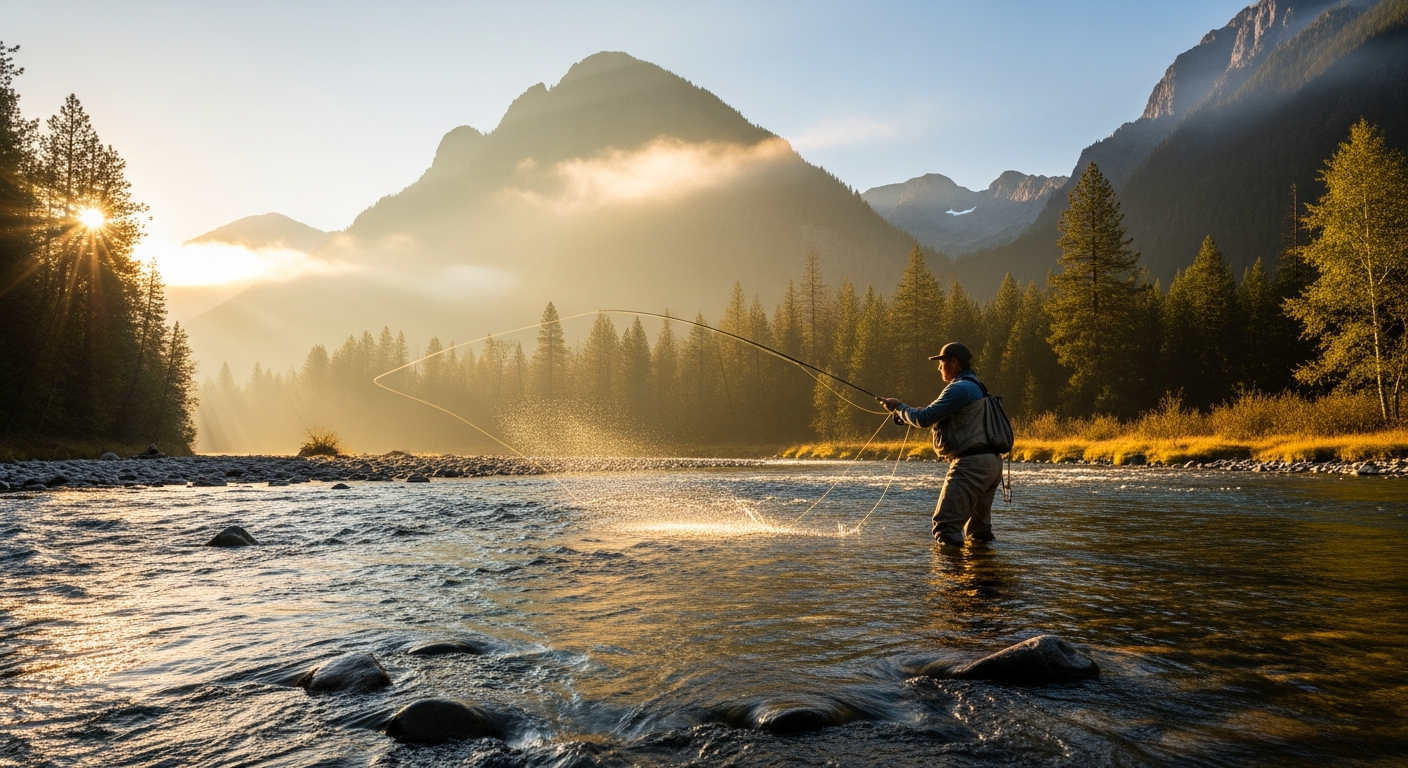 Fly fishing guide on the river