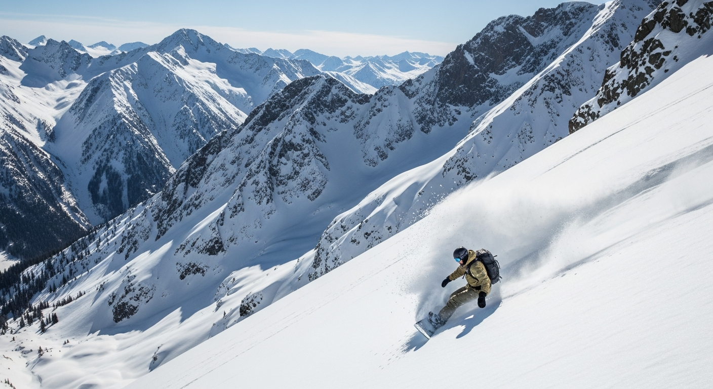 Snowboard instructor on the mountain